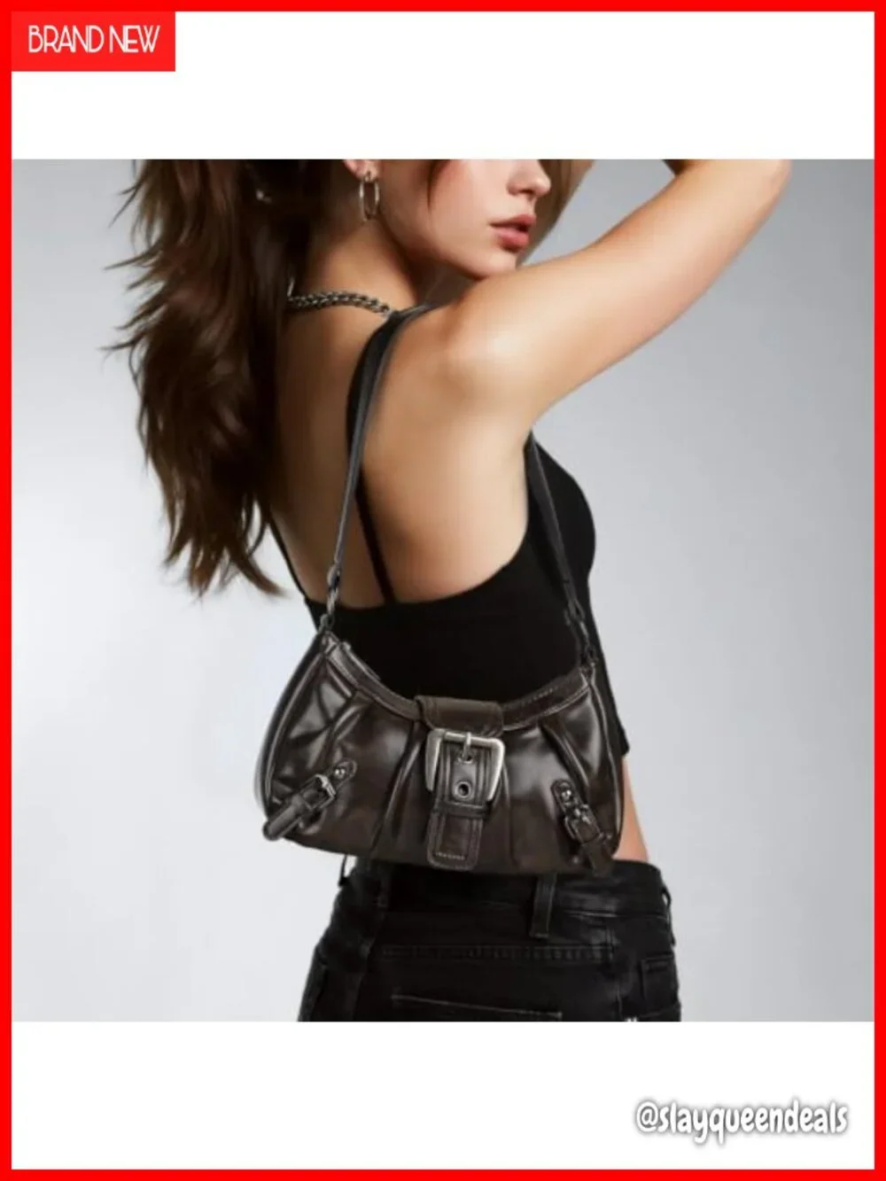 Vegan Leather Hobo Shoulder Bag Tote Purse with Zipper Pockets